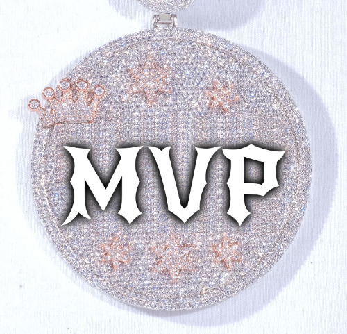 CUSTOM LETTER NECKLACE 3D BIG CROWN DISC