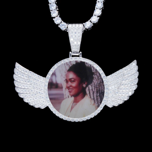 925S & VVS Moissanite 3D Wing Custom Picture Pendant