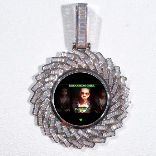 Large 3D Baguette Custom Picture Pendant