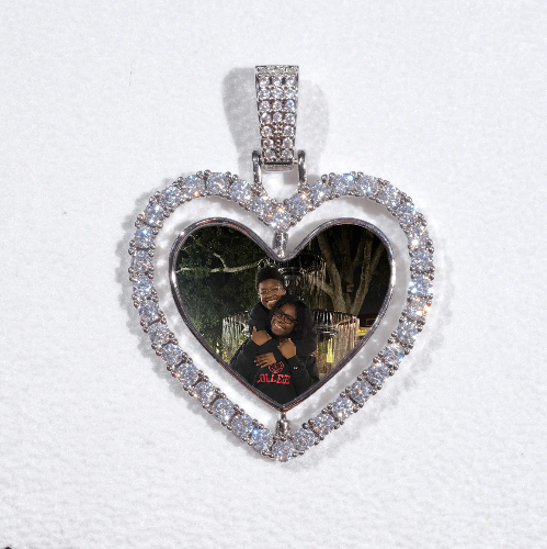 3D Spinning 2-Faced Heart Custom Picture Pendant