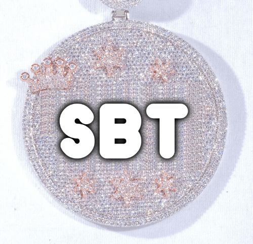CUSTOM LETTER NECKLACE 3D BIG CROWN DISC