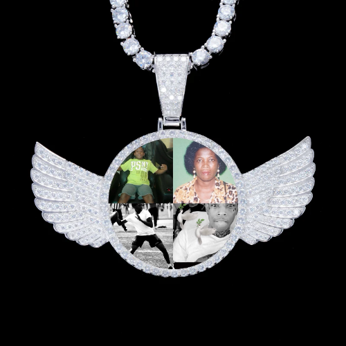 925S & VVS Moissanite 3D Wing Custom Picture Pendant