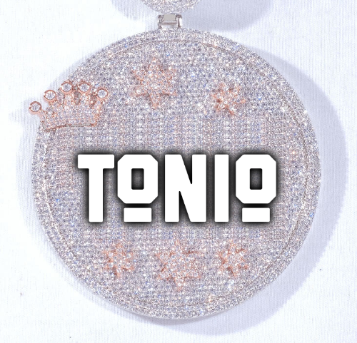 CUSTOM LETTER NECKLACE 3D BIG CROWN DISC