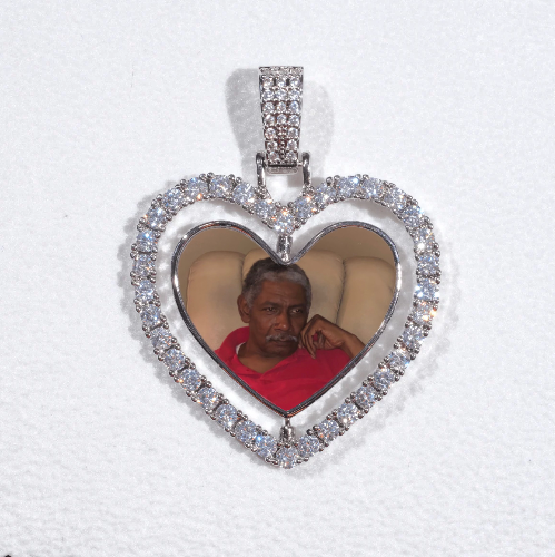 3D Spinning 2-Faced Heart Custom Picture Pendant