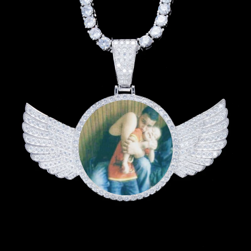 925S & VVS Moissanite 3D Wing Custom Picture Pendant