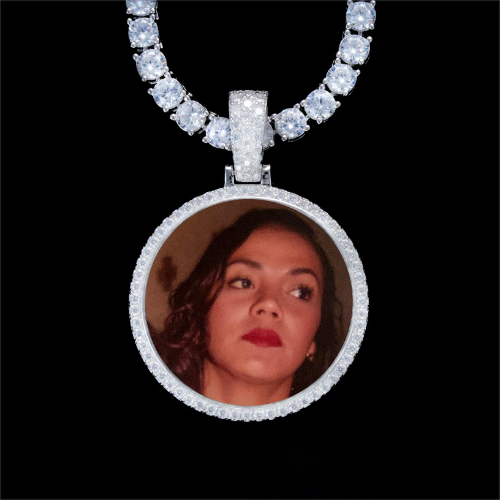 925S & VVS Moissanite 3D Circle Custom Picture Pendant