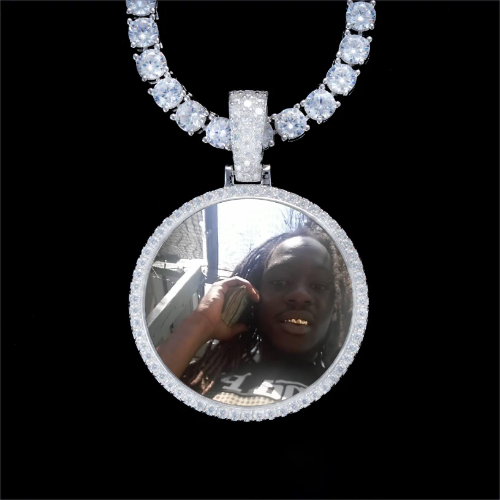925S & VVS Moissanite 3D Circle Custom Picture Pendant