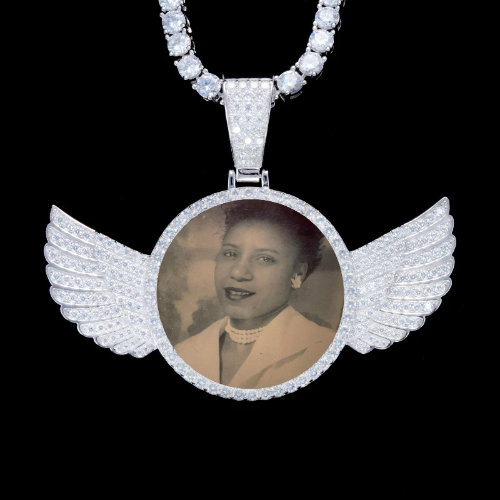 925S & VVS Moissanite 3D Wing Custom Picture Pendant