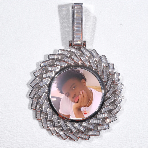 Large 3D Baguette Custom Picture Pendant
