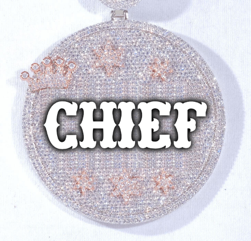 CUSTOM LETTER NECKLACE 3D BIG CROWN DISC