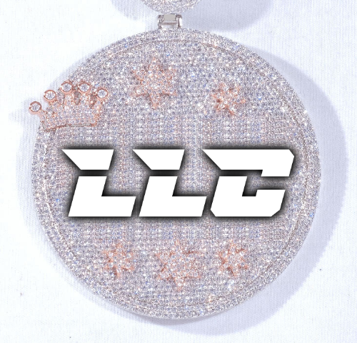 CUSTOM LETTER NECKLACE 3D BIG CROWN DISC