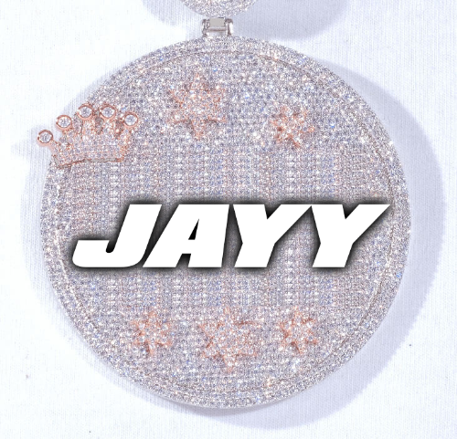 CUSTOM LETTER NECKLACE 3D BIG CROWN DISC