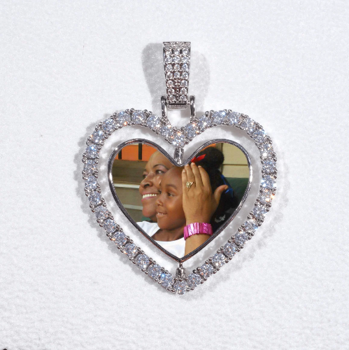 3D Spinning 2-Faced Heart Custom Picture Pendant