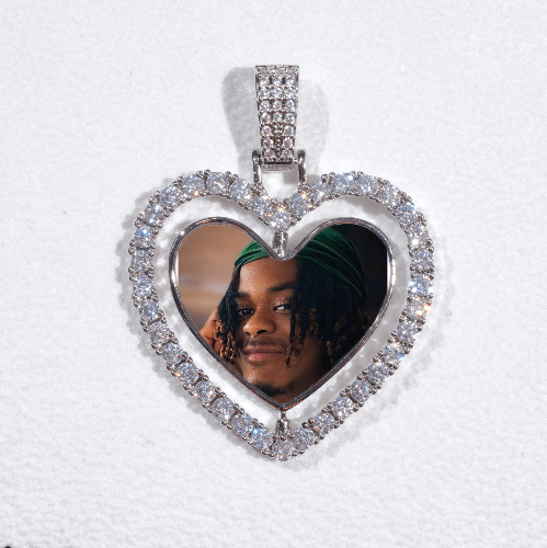 3D Spinning 2-Faced Heart Custom Picture Pendant