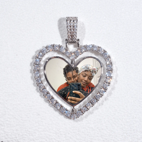 3D Spinning 2-Faced Heart Custom Picture Pendant