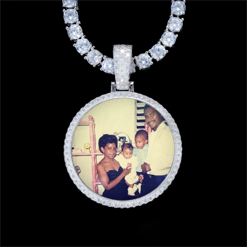 925S & VVS Moissanite 3D Circle Custom Picture Pendant