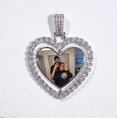 3D Spinning 2-Faced Heart Custom Picture Pendant