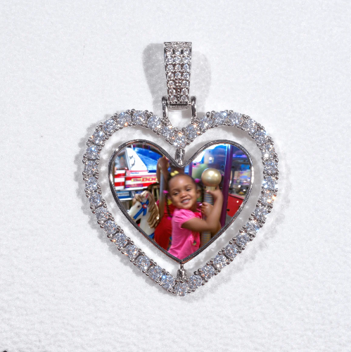 3D Spinning 2-Faced Heart Custom Picture Pendant