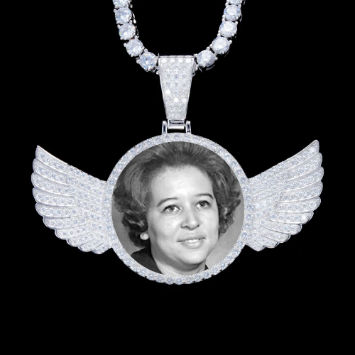 925S & VVS Moissanite 3D Wing Custom Picture Pendant