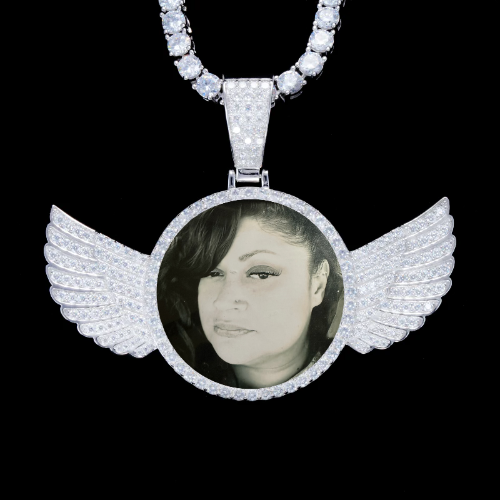925S & VVS Moissanite 3D Wing Custom Picture Pendant