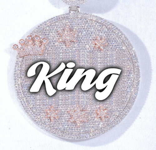 CUSTOM LETTER NECKLACE 3D BIG CROWN DISC