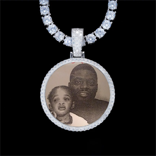 925S & VVS Moissanite 3D Circle Custom Picture Pendant