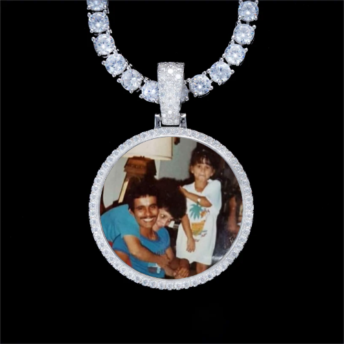 925S & VVS Moissanite 3D Circle Custom Picture Pendant