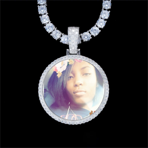 925S & VVS Moissanite 3D Circle Custom Picture Pendant
