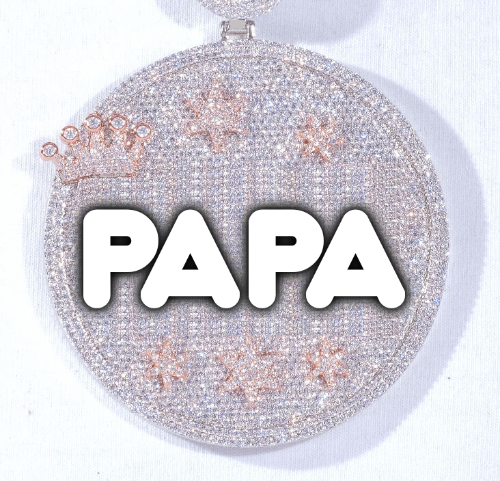 CUSTOM LETTER NECKLACE 3D BIG CROWN DISC