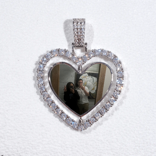 3D Spinning 2-Faced Heart Custom Picture Pendant