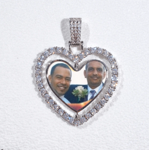 3D Spinning 2-Faced Heart Custom Picture Pendant