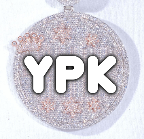 CUSTOM LETTER NECKLACE 3D BIG CROWN DISC