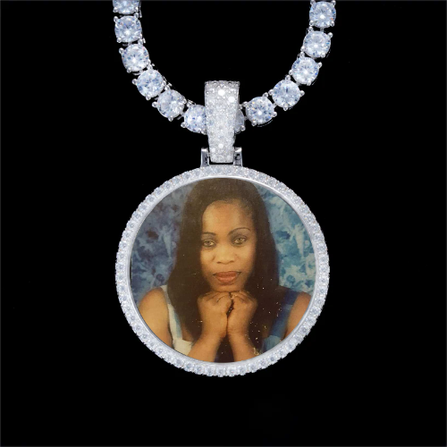 925S & VVS Moissanite 3D Circle Custom Picture Pendant