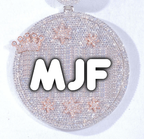 CUSTOM LETTER NECKLACE 3D BIG CROWN DISC