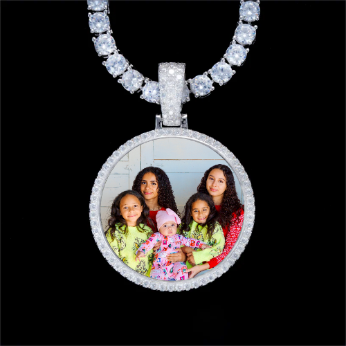 925S & VVS Moissanite 3D Circle Custom Picture Pendant