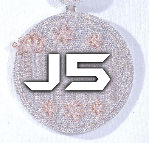 CUSTOM LETTER NECKLACE 3D BIG CROWN DISC