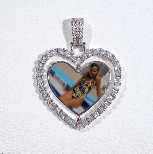 3D Spinning 2-Faced Heart Custom Picture Pendant