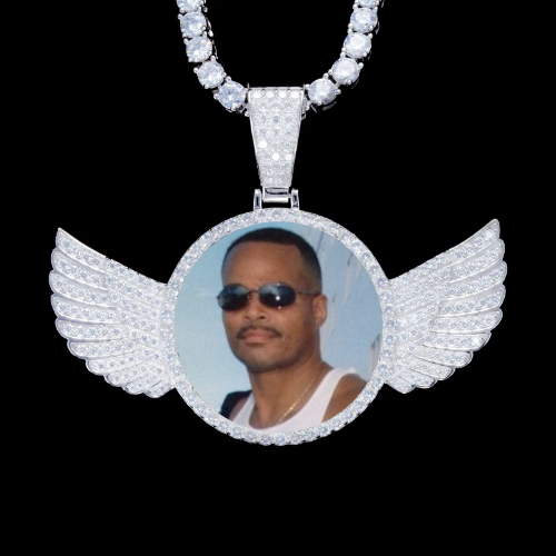 925S & VVS Moissanite 3D Wing Custom Picture Pendant