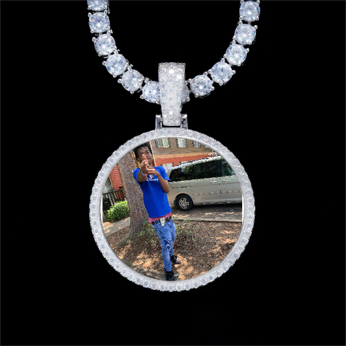 925S & VVS Moissanite 3D Circle Custom Picture Pendant