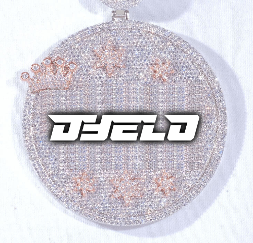 CUSTOM LETTER NECKLACE 3D BIG CROWN DISC