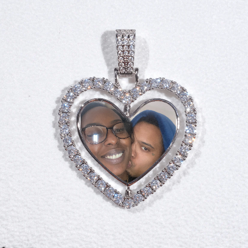 3D Spinning 2-Faced Heart Custom Picture Pendant