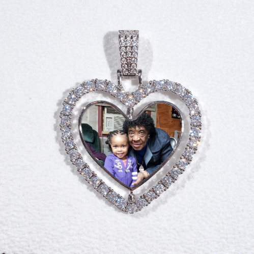 3D Spinning 2-Faced Heart Custom Picture Pendant