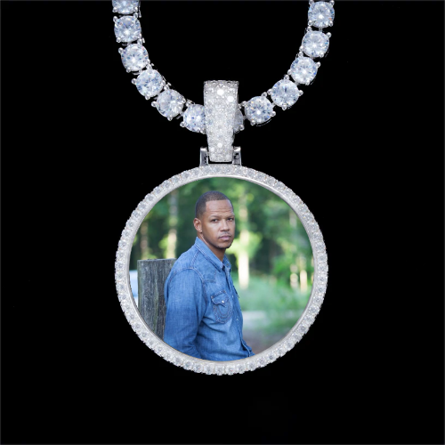 925S & VVS Moissanite 3D Circle Custom Picture Pendant