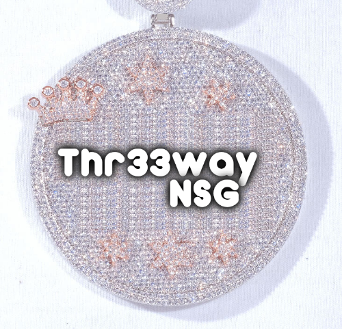 CUSTOM LETTER NECKLACE 3D BIG CROWN DISC