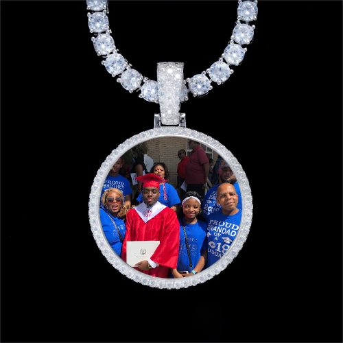 925S & VVS Moissanite 3D Circle Custom Picture Pendant