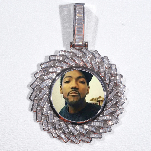 Large 3D Baguette Custom Picture Pendant