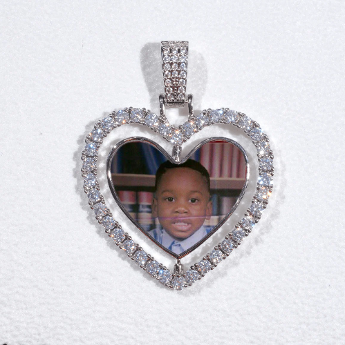 3D Spinning 2-Faced Heart Custom Picture Pendant