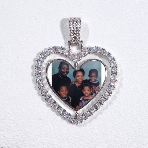 3D Spinning 2-Faced Heart Custom Picture Pendant