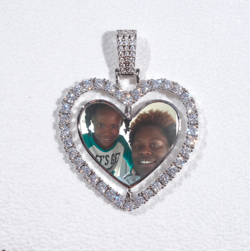 3D Spinning 2-Faced Heart Custom Picture Pendant