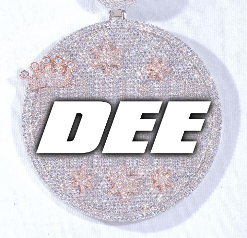 CUSTOM LETTER NECKLACE 3D BIG CROWN DISC